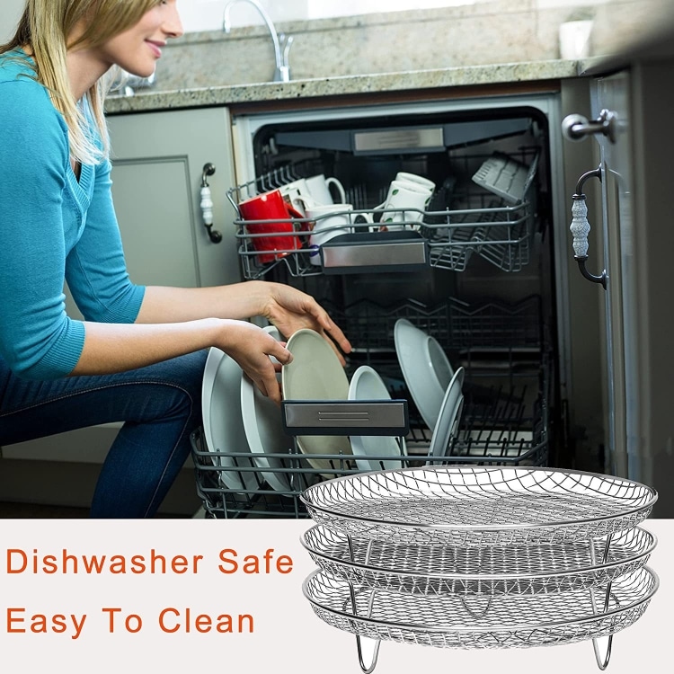 8-Inch Three Layer Round Grill Steam Rack for Air Fryer - Enhance Your Cooking 4 8-Inch Three Layer Round Grill Steam Rack For Air Fryer - Enhance Your Cooking - Image 4