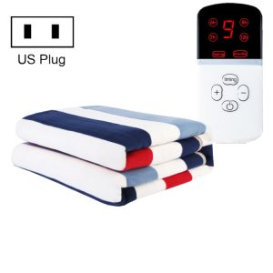 Soft heated blanket with remote control for adjustable warmth, energy-efficient electric blanket for comfortable sleep, US plug compatible.