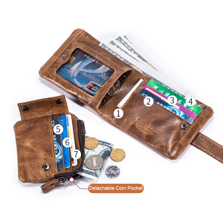 Vintage Leather Buckle Wallet with Detachable Cap in BUFF CAPTAIN 01 - Multifunctional and Stylish 6 Vintage Leather Buckle Wallet With Detachable Cap In Buff Captain 01 - Multifunctional And Stylish - Image 6