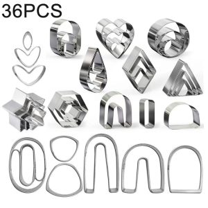 36-in-1 Stainless Steel Polymer Clay Earring Cutters Kit - Baking Mould