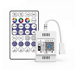 IR remote control with colorful buttons for LED lighting and smart home devices, designed for easy control and customization. Ideal for enhancing home ambiance and automation systems.