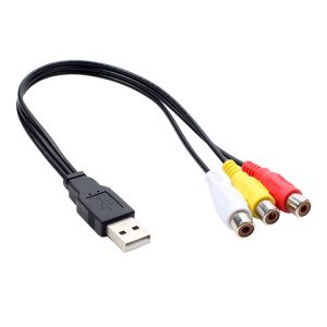 USB to 3 RCA AV Audio Cable, 1 Male to 3 Female Adapter, Enhanced Sound Quality
