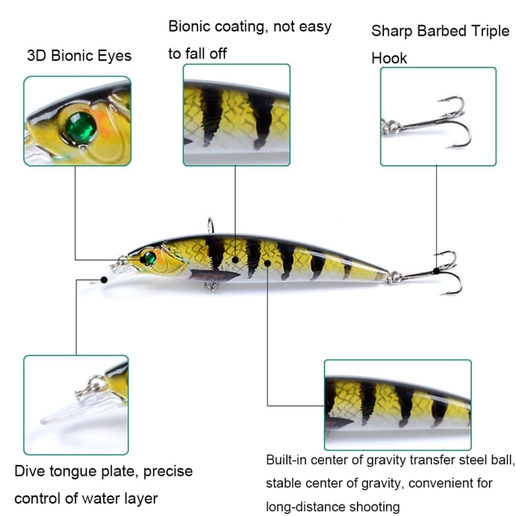 Bionic Hard Bait Fishing Lure - LB106, 11cm/11.5g, Painted, Plastic Material 4 Bionic Hard Bait Fishing Lure - Lb106, 11Cm/11.5G, Painted, Plastic Material - Image 4