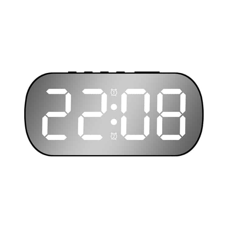 Sleek LED Mirror Alarm Clock - Desktop Temperature Display, Digital, Modern 1 Sleek Led Mirror Alarm Clock - Desktop Temperature Display, Digital, Modern