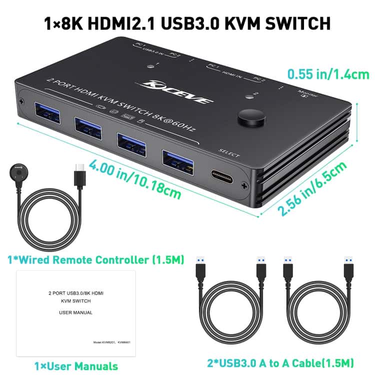USB3.0 HDMI KVM Switch for Sharing U Disk & Printer between 2 PCs 2 Usb3.0 Hdmi Kvm Switch For Sharing U Disk &Amp; Printer Between 2 Pcs - Image 2