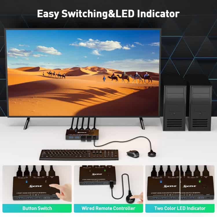 USB3.0 HDMI KVM Switch for Sharing U Disk & Printer between 2 PCs 6 Usb3.0 Hdmi Kvm Switch For Sharing U Disk &Amp; Printer Between 2 Pcs - Image 6