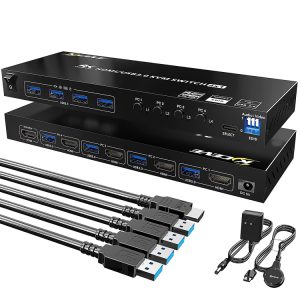4-Port HDMI USB 3.0 KVM Switch Hub - Effortlessly Share Devices