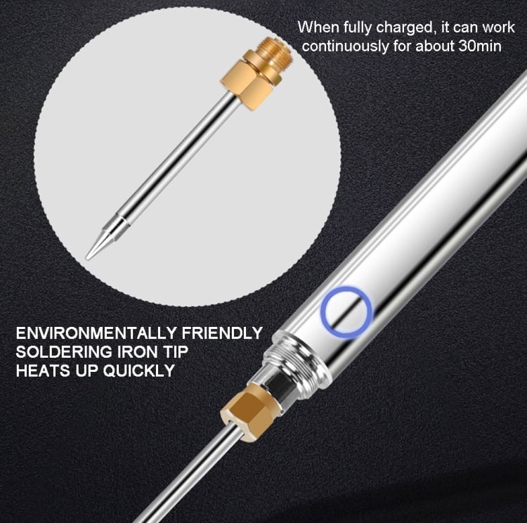15W Mini Rechargeable Wireless Soldering Iron Pen - DIY Craft Essential 6 High-Quality Soldering Iron Tip With Environmentally Friendly Design, Heats Up Quickly, And Can Work Continuously For About 30 Minutes When Fully Charged. Perfect For Precise Electronic Soldering Tasks.
