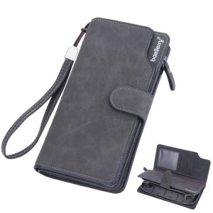 Baellerry Matte Leather Men's Vintage Wallet, Multi-card Slot Clutch Bag