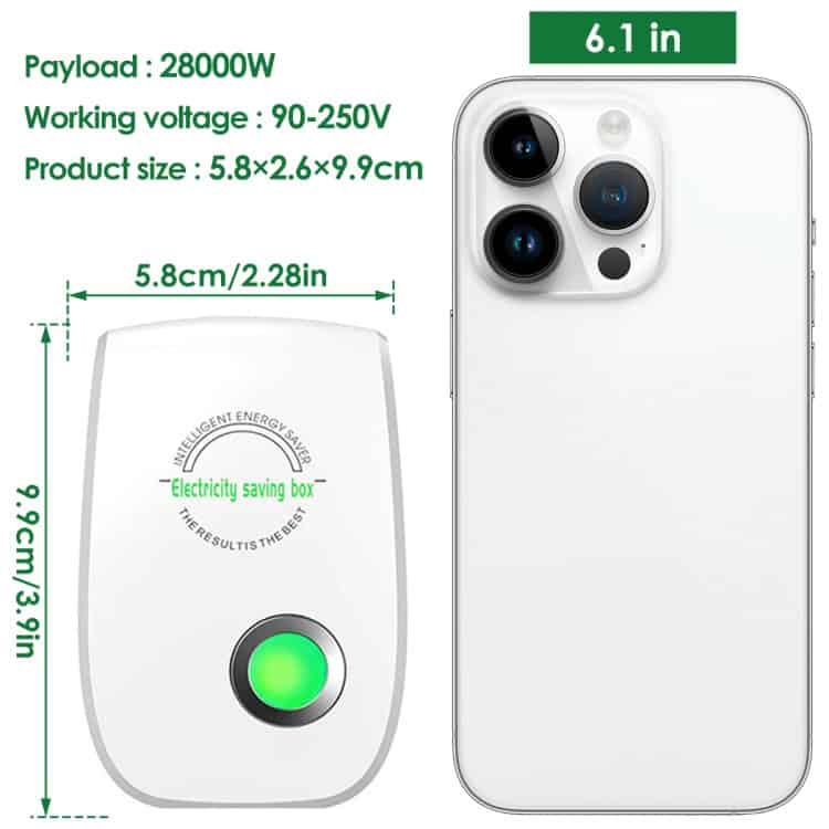 Energy Saver Portable Safety Power Box - Efficient Smart Home Solution 3 2800W Portable Energy-Saving Power Bank For Smartphones And Devices, Compact 5.8X2.6X9.9Cm, Compatible With 90-250V Voltage, Ideal For Travel And Outdoor Use, Featuring Green Led Indicator And High-Capacity Charging.