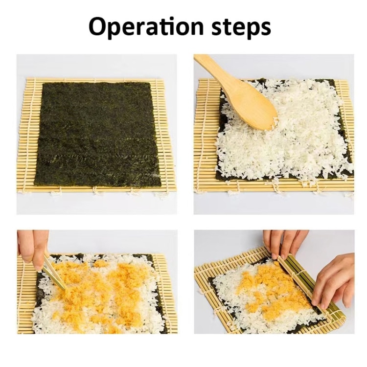 Small Bamboo Sushi Roll Curtain, 23x22cm - Homemade Sushi Essential 5 Small Bamboo Sushi Roll Curtain, 23X22Cm - Homemade Sushi Essential - Image 5