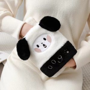Dual Hands Design Hot Water Bottle, 1L Plush Hand Warmer - Cute & Effective