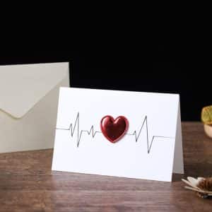 3D Heart Valentine Day Greeting Card Set with Blessings Messages & Envelopes