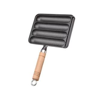 Grillmaster's Delight: 4-Grid Sausage Grill Pan with Non-Stick Coating