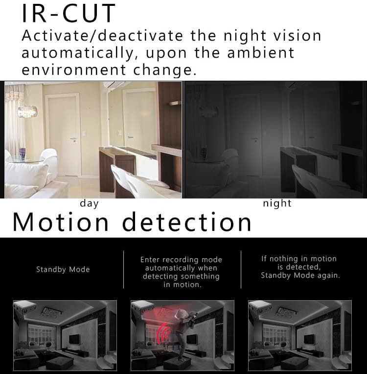1080p HD XD Camera: Smart IR-CUT, Night Vision, Sports - Capture Every Moment 10 Ir-Cut Night Vision Security Camera For Indoor Home Monitoring, Automatic Activation/Deactivation Based On Ambient Light Conditions For Enhanced Security.