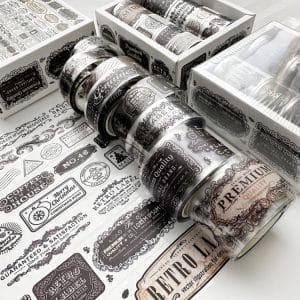 8 Ancient Style Transparent PET Journaling Tapes Set, 3cm x 2 + 2cm x 2 + 1.5cm x 4