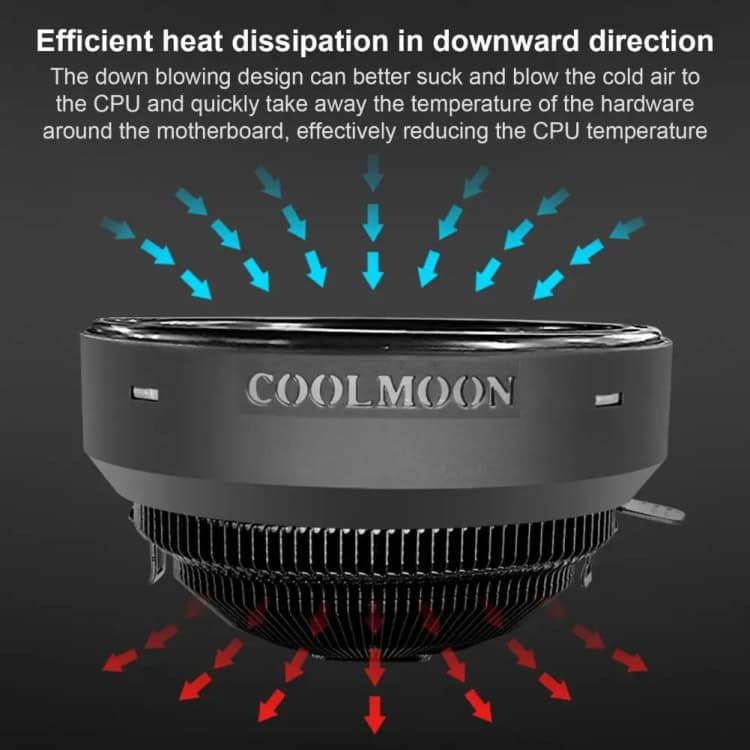 COOLMOON Color Change CPU Cooler - Multi-Platform Cooling Fan for Desktop PCs 6 Coolmoon Color Change Cpu Cooler - Multi-Platform Cooling Fan For Desktop Pcs - Image 6
