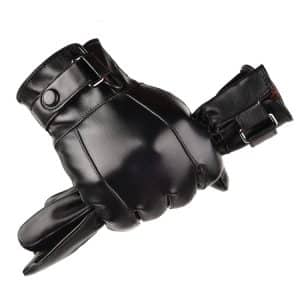 Warm Touchscreen Men's PU Leather Gloves for Fall Winter Riding & Driving