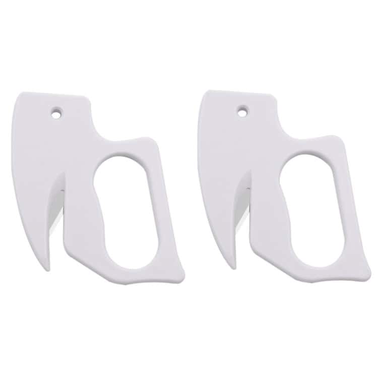2pcs Stainless Steel Letter Openers - Versatile Paper Cutting Blades 1 White Plastic Safety Knife Guards For Secure Handling And Protection In Warehouse Or Industrial Settings For Enhanced Safety And Efficiency.