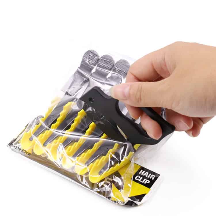 2pcs Stainless Steel Letter Openers - Versatile Paper Cutting Blades 5 Elastic Hair Clips With Yellow And Black Color, In Clear Plastic Packaging Containing Multiple Hair Accessories.