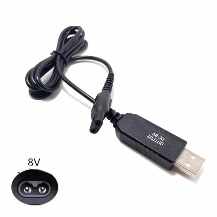 Philips Shaver HQ850 8V USB Charging Cable - Fast and Convenient Power Cord 1 Usb To Dc Power Cable With An 8V Output Connector And A Usb Plug.