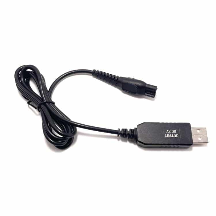 Philips Shaver HQ850 8V USB Charging Cable - Fast and Convenient Power Cord 3 Usb To Dc Power Cable With A Black Connector And A Usb Plug For Power Supply.