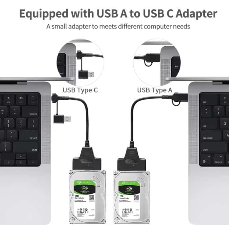 Speedy Data Transfer: USB 3.0/USB-C to SATA Adapter Cable for 2.5" Laptop HDD/SSD 3 Speedy Data Transfer: Usb 3.0/Usb-C To Sata Adapter Cable For 2.5&Quot; Laptop Hdd/Ssd - Image 3