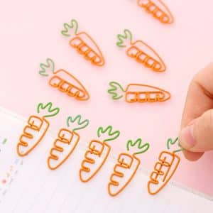 5-Piece Cute Carrot Shaped Metal Paper Clips - Office & School Supply
