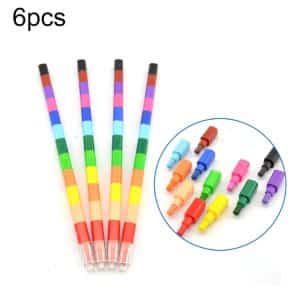 6pcs Colorful Building Blocks Crayons Set for Kids - Educational Toy (12 Colors)