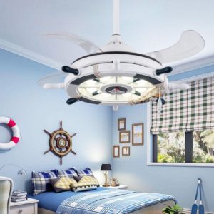 Rudder Fan Light Ceiling Fan for Kids' Bedroom - 3 Gear Dimming, Invisible Design