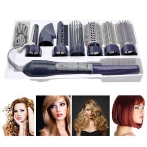 8-in-1 Travel Hair Dryer & Curler with Comb - Powerful Professional Hairdryer