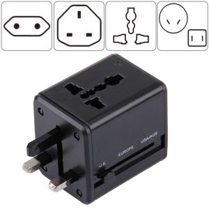 Universal Travel Plug Adapter with Dual USB Charger - Use in US, UK, AU, EU