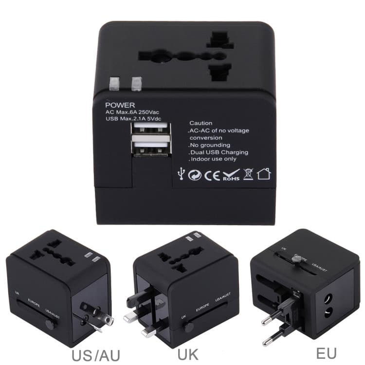 5V 2.1A Dual USB Power Charger Adapter, UK / EU / US / AU Plug (Black) 10 5V 2.1A Dual Usb Power Charger Adapter, Uk / Eu / Us / Au Plug (Black) - Image 10