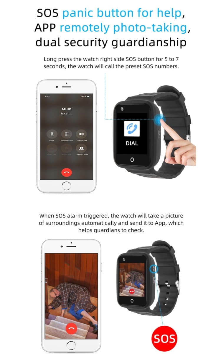 RF-V46-B GPS Smart Tracker WatchBand with SOS/Camera/Health Management - 4G LTE, Blood Pressure/Heart Rate Monitor - North/South America. 9 Rf-V46-B Gps Smart Tracker Watchband With Sos/Camera/Health Management - 4G Lte, Blood Pressure/Heart Rate Monitor - North/South America. - Image 9