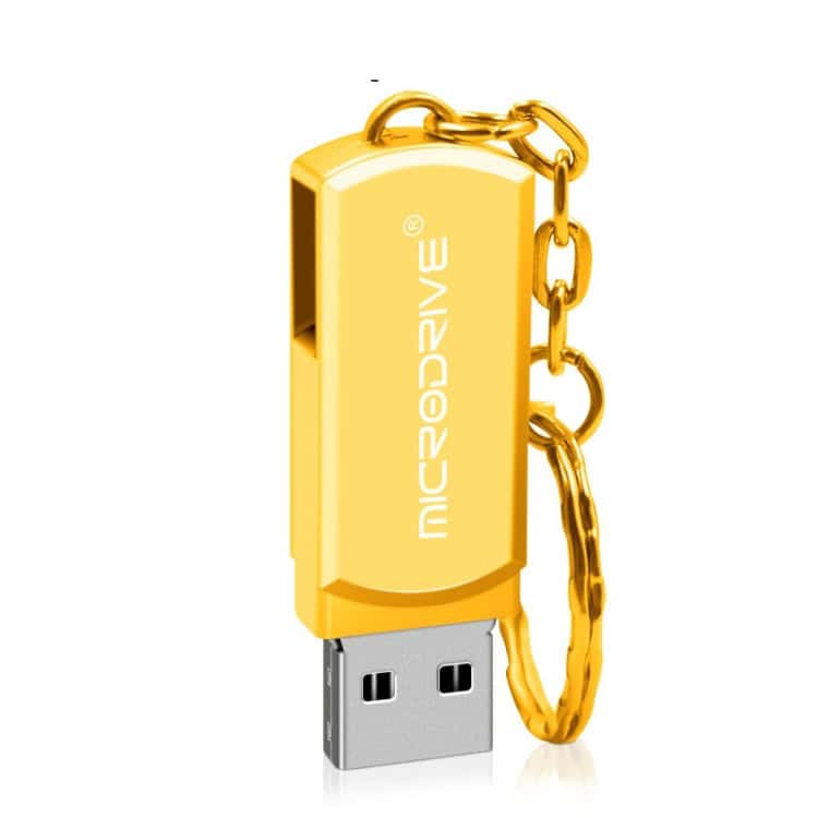 Creative 8GB MicroDrive USB 2.0 Metal U Disk with Keychain 1 Usb Flash Drive Keychain With &Quot;Microdrive&Quot; Branding, Gold Color, Portable Data Storage Accessory.