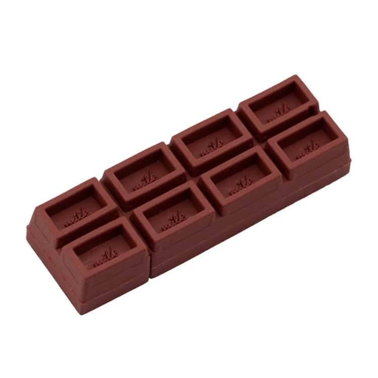 16GB MicroDrive Creative Chocolate USB Flash Drive - High-Speed USB 2.0 2 Silicone Chocolate Molds Shaped Like Small Rectangular Bars Arranged In A Row.