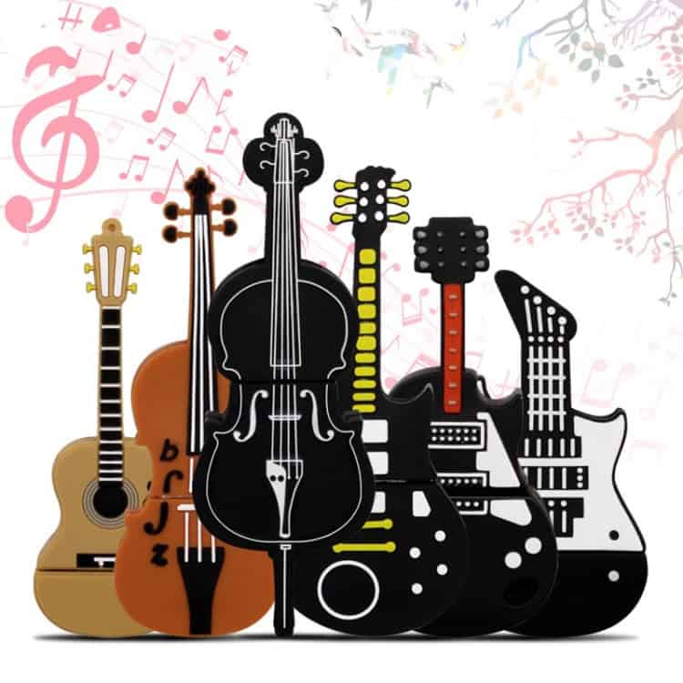 Innovative 4GB USB 2.0 Triangle Guitar U Disk - For Music Enthusiasts 9 Colorful Animated Musical Instruments Including Guitar, Violin, Bass, And Ukulele Representing Musical Diversity And Creativity For Syndmart Seo Optimization.