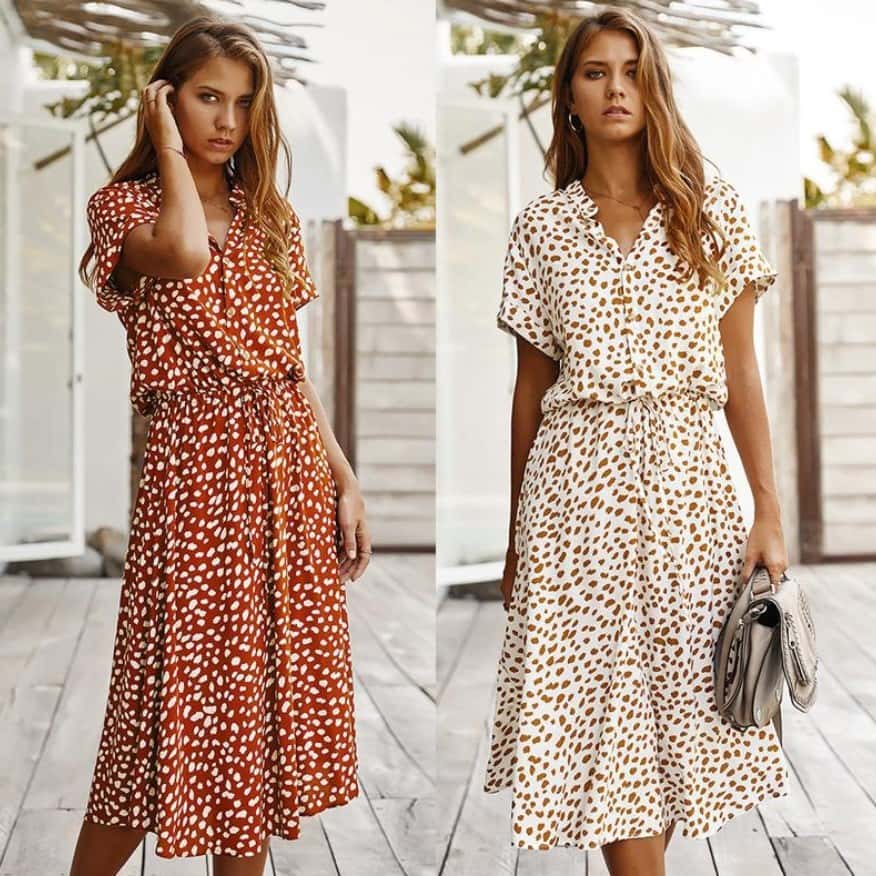 Floral Lace Elastic Waist Dress - Casual Chic Short-Sleeved Cotton Outfit 1 Floral Polka Dot Summer Dresses For Women, Casual Elegant Maxi Dress With Drawstring Waist, Stylish And Comfortable For Warm Weather And Outdoor Outings.