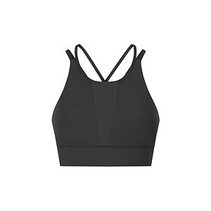 Syndmart workout sports bra, black athletic bra with stylish crisscross straps, moisture-wicking fabric, ideal for yoga, running, and gym training, comfortable activewear for women.
