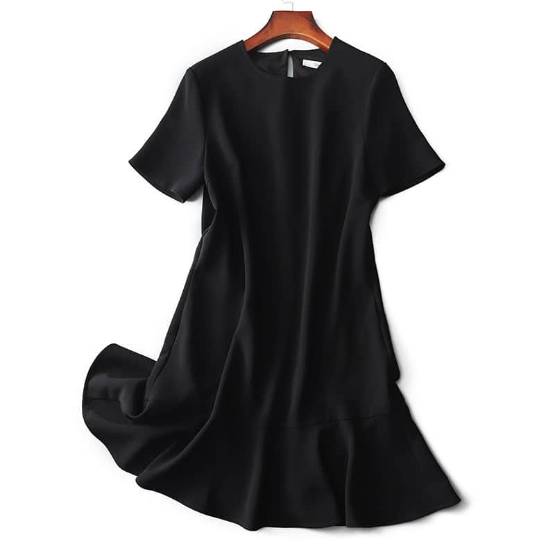 Luxurious French Entry Women's Dress - Redefining Elegance for Every Occasion 6 Elegant Black Midi Dress With Short Sleeves, Perfect For Formal Wear, Parties, Or Evening Events, Showcasing Stylish And Comfortable Fashion Options From Syndmart.