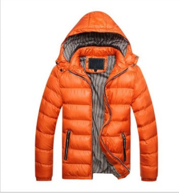 Arctic Shield Winter Puffer Jacket - Arctic-Grade Warmth & Style for Cold Days 2 Bright Orange Insulated Puffer Jacket With A Hood, Zipper Closure, And Side Pockets, Ideal For Winter Outdoor Wear.