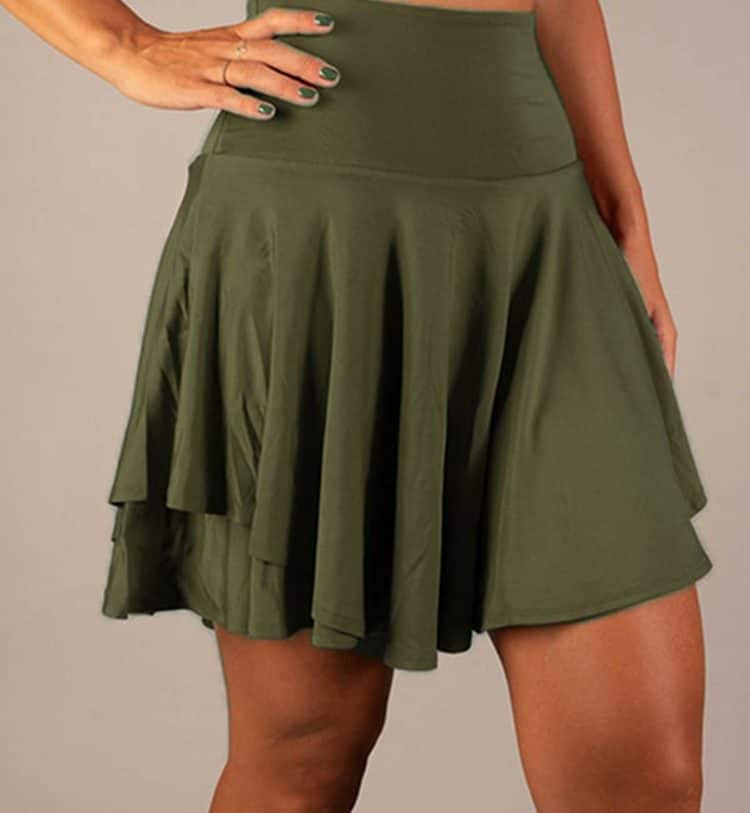 Tutu High Waist Belly Control Short Skirt for Yoga & Running - Anti-exposure 5 Olive Green Pleated Casual Skirt For Women Suitable For Everyday Wear And Stylish Outfits.