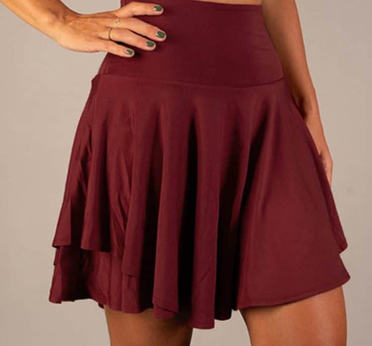 Tutu High Waist Belly Control Short Skirt for Yoga & Running - Anti-exposure 1 Flowy Maroon Skirt With Pleats, Casual Women’s Fashion, Stylish Skirt For All Seasons, Comfortable And Versatile Clothing Piece.