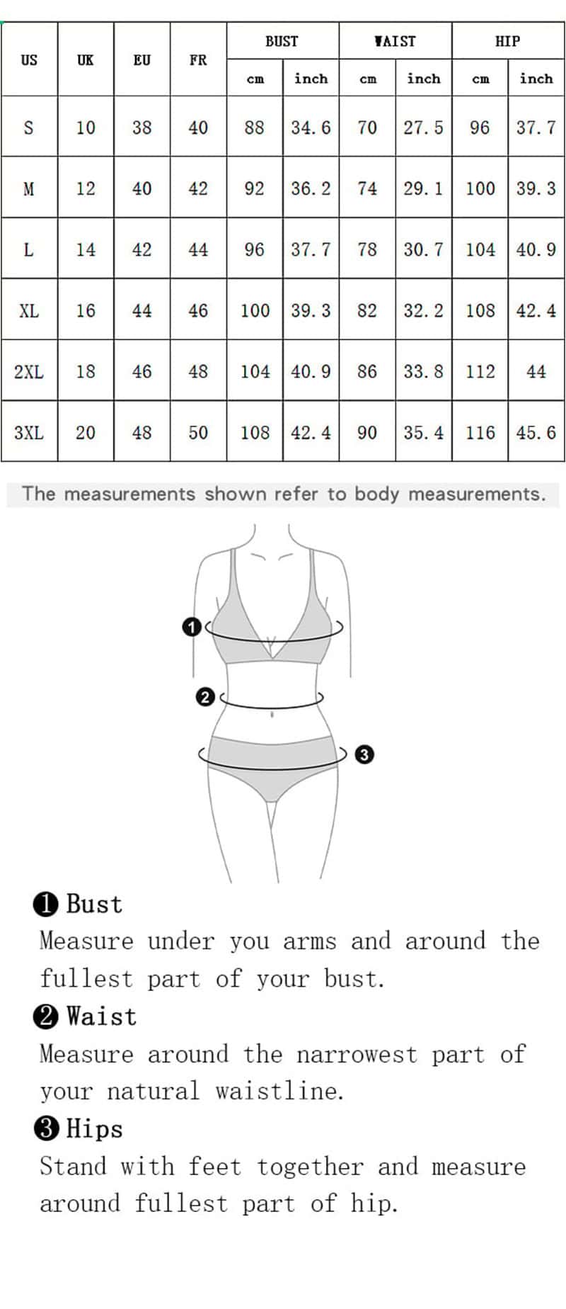 Tutu High Waist Belly Control Short Skirt for Yoga & Running - Anti-exposure 7 Sizing Chart For Women'S Tops And Bottoms, Including Bust, Waist, And Hip Measurements In Centimeters And Inches, With A Diagram Illustrating Key Body Measurement Points.