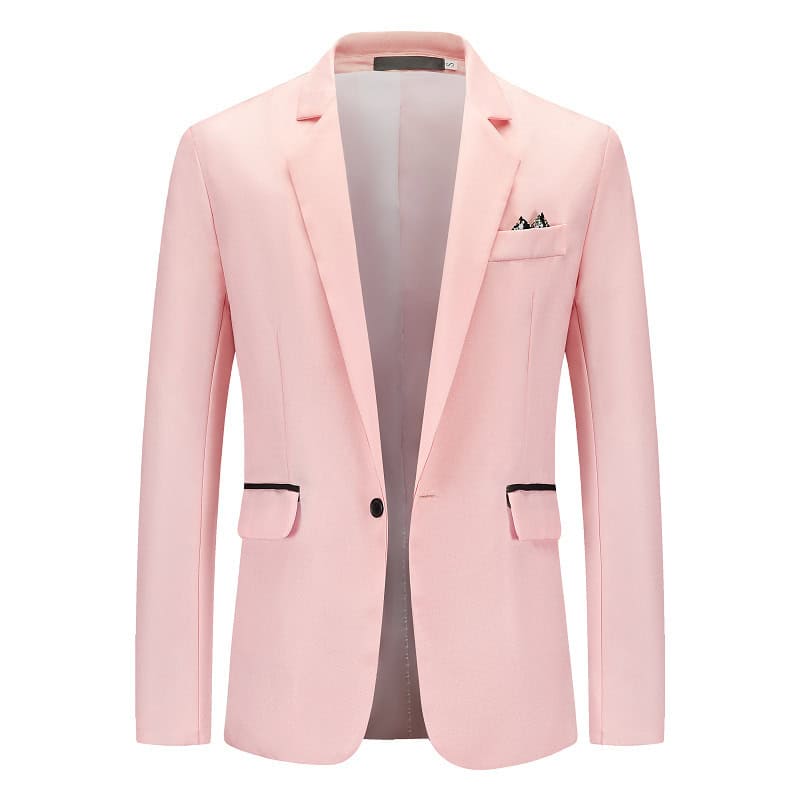 Classy Men's Single-breasted Business Suit Jacket - Loose Fit, New Arrival 3 Elegant Pink Blazer For Women, Perfect For Business Or Formal Occasions, Featuring A Tailored Fit, Stylish Lapel, And Pocket Details. Shop High-Quality Fashion At Syndmart Today.