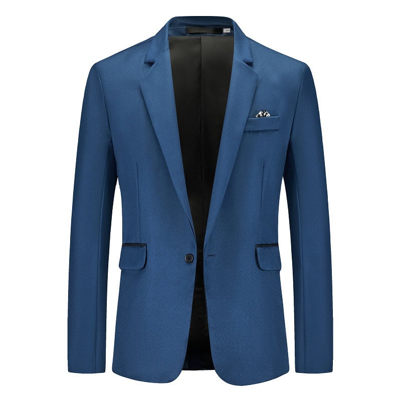 Classy Men's Single-breasted Business Suit Jacket - Loose Fit, New Arrival 9 Syndmart Men'S Blue Tailored Blazer, Stylish Formal Business Suit, Perfect For Office Or Events, High-Quality Men'S Fashion Apparel.