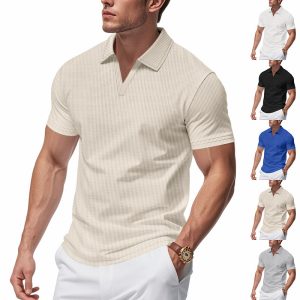 Mens beige textured polo shirt, casual summer fashion, lightweight and breathable fabric, style for men, versatile wardrobe essential, available in multiple colors for stylish outings and everyday wear.