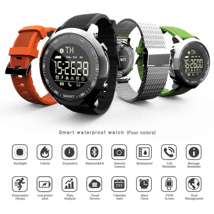 Lokmat MK18 Waterproof Smart Watch - Health Monitoring, IP68 Rated 4 Black Waterproof Smartwatch With Digital Display, Fitness Tracking, Bluetooth Connectivity, And Multiple Features Including Heart Rate Monitor And Calorie Counter.