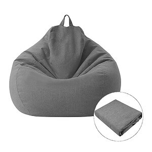 Comfortable gray bean bag chair with removable cover for lounge, gaming, or relaxation spaces. Perfect for home, office, or dorm room seating.