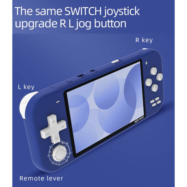 X20 Mini Handheld Console: 4.3" Screen, 8GB Memory, 20 Classic Games 7 Switch Joystick Upgrade With R L Log Button And Remote Lever For Enhanced Gaming Control, Featured On Syndmart Gaming Accessories Website.
